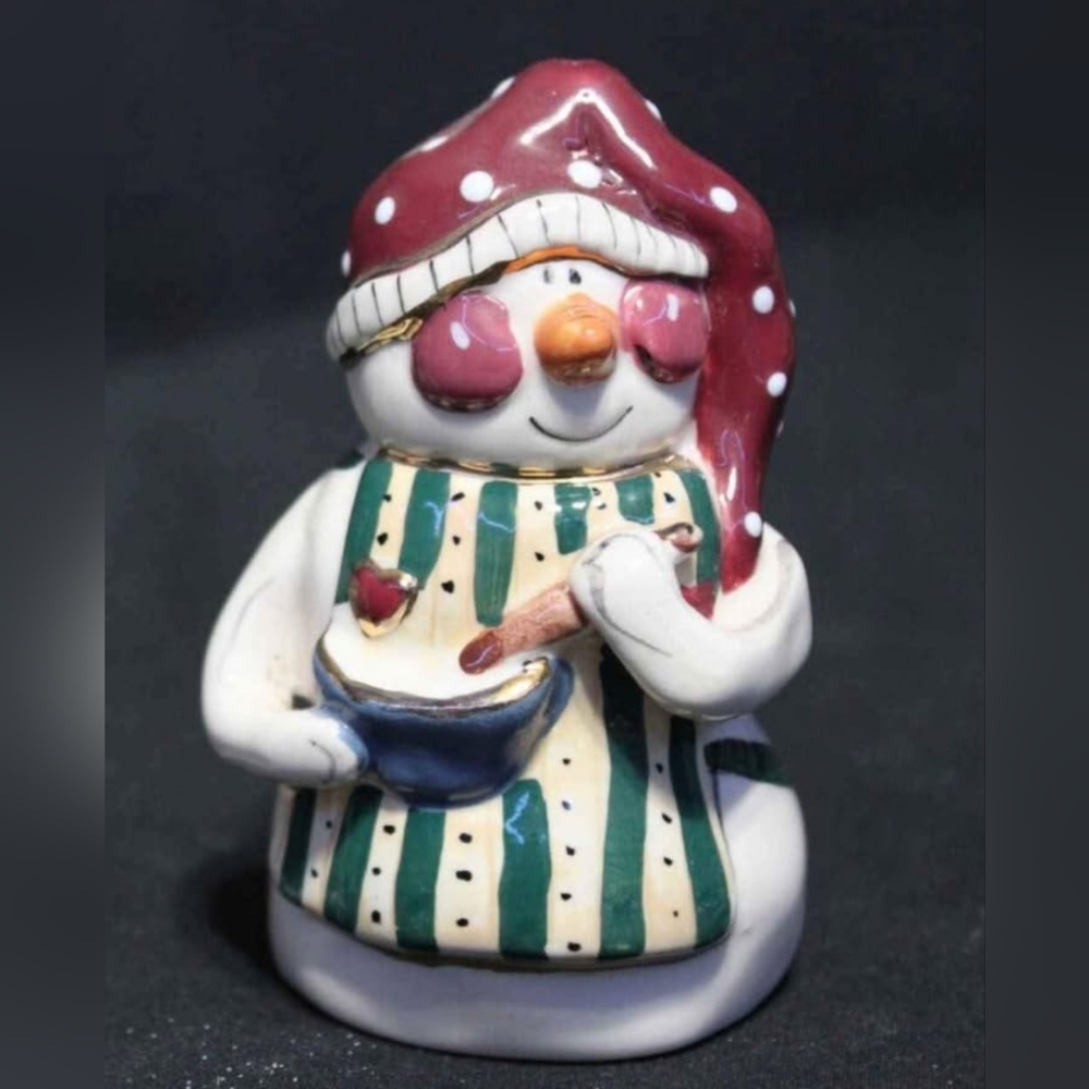 Blue Sky Clayworks Vintage Gingerbread Man Snowman Salt Pepper Shakers Holiday